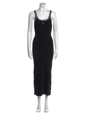 DISSH Black Ribbed Tank Maxi Dress with Contrast Trim